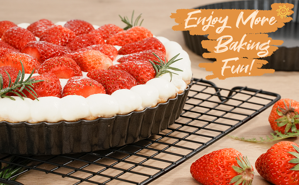 Highkit Quiche Pan 22cm / 8.7inch, NonStick Tart Tin, Flan Tins with