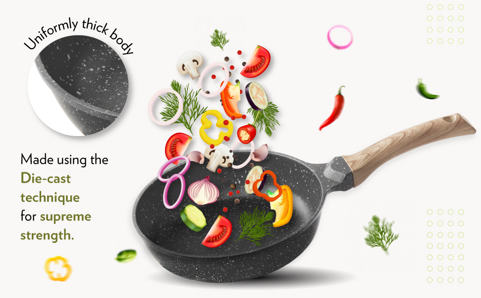 Borosil Vajra Die-Cast Non-Stick Aluminium Deep Fry Pan, Black With Wood-Finish Handles, 1.5 L, 4 Mm Thick, 20 Cm 1 vajra2