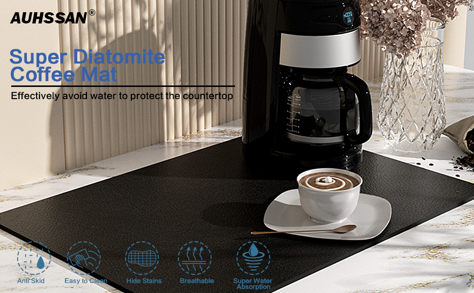 Coffee Mat 16''x24'', Dish Drying Mat for Kitchen Counter Absorbent
