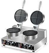 Commercial Waffle Maker Double Waffle Maker,2600W Non-Stick Commercial Waffle Maker Stainless Ste...