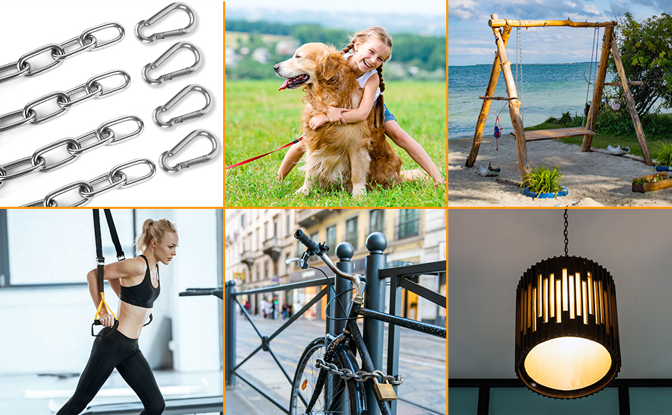 2 Pack 30 Inch Heavy Duty Chains for Swing, 440LB Hanging Chair Chain with 5/16 Thick Clasps, Adjustable Stainless Steel Chain Extension for Porch Tree Swing Hammock Chair Boxing Bag Yoga Gym 20 heavy duty steel chain