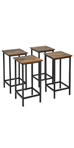 COSTWAY Set Di 4 Sgabelli Da Bar, Sgabello Sedie Alta Con Poggiapiedi, Stile Industriale Per Cucina, Soggiorno, Sala Da Pranzo, Capacità 100kg (30x30x62 Cm) 18 1