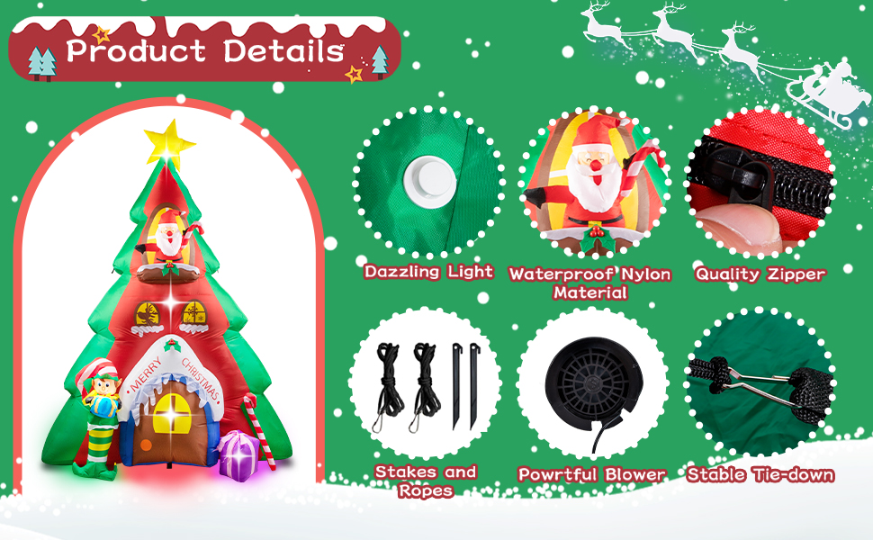 Ciaell 10FT Christmas Tree Inflatable Christmas Tree