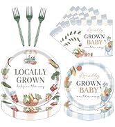 Yoyuspy Locally Grown Baby Shower Decorations 96PCS Locally Grown Baby Shower Party Plates Napkin...