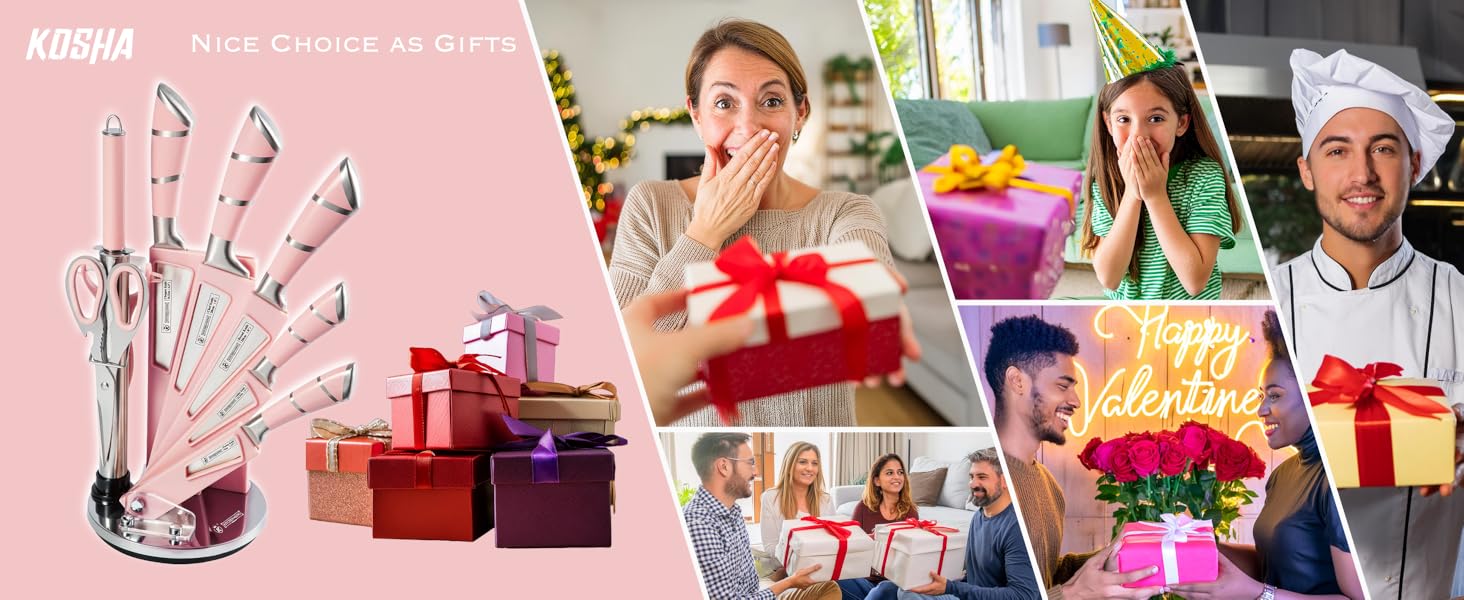 pink knives kitchen set gift for mom dad son daughter