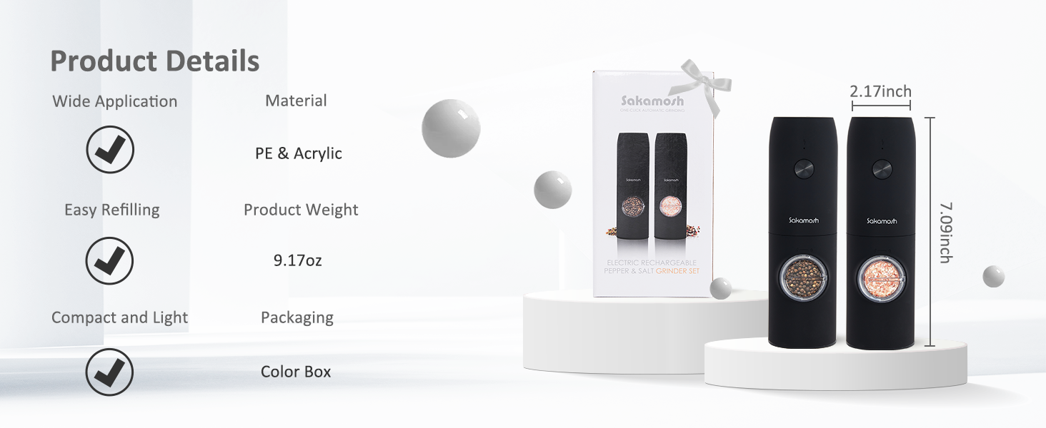 electric salt and pepper grinder set