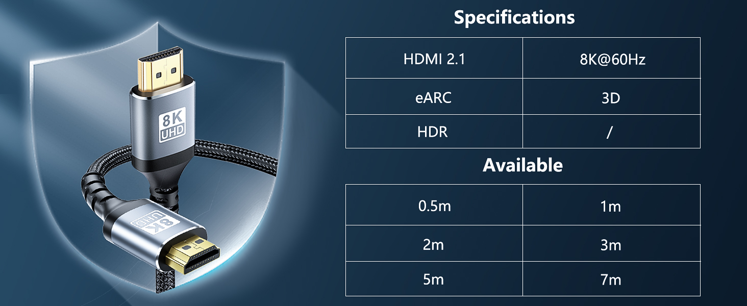 BYEASY HDMI 2.1 Cable, 3M 8K60Hz HDMI Cable Compatible with all HDMI