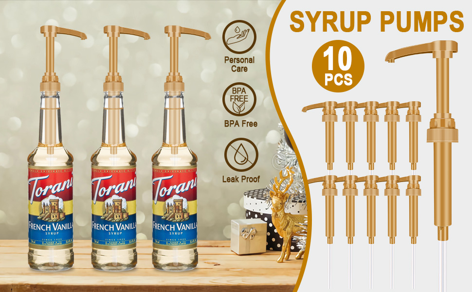 10 PCS Syrup Pumps, Coffee Syrup Pump Dispenser, Fits 25.4