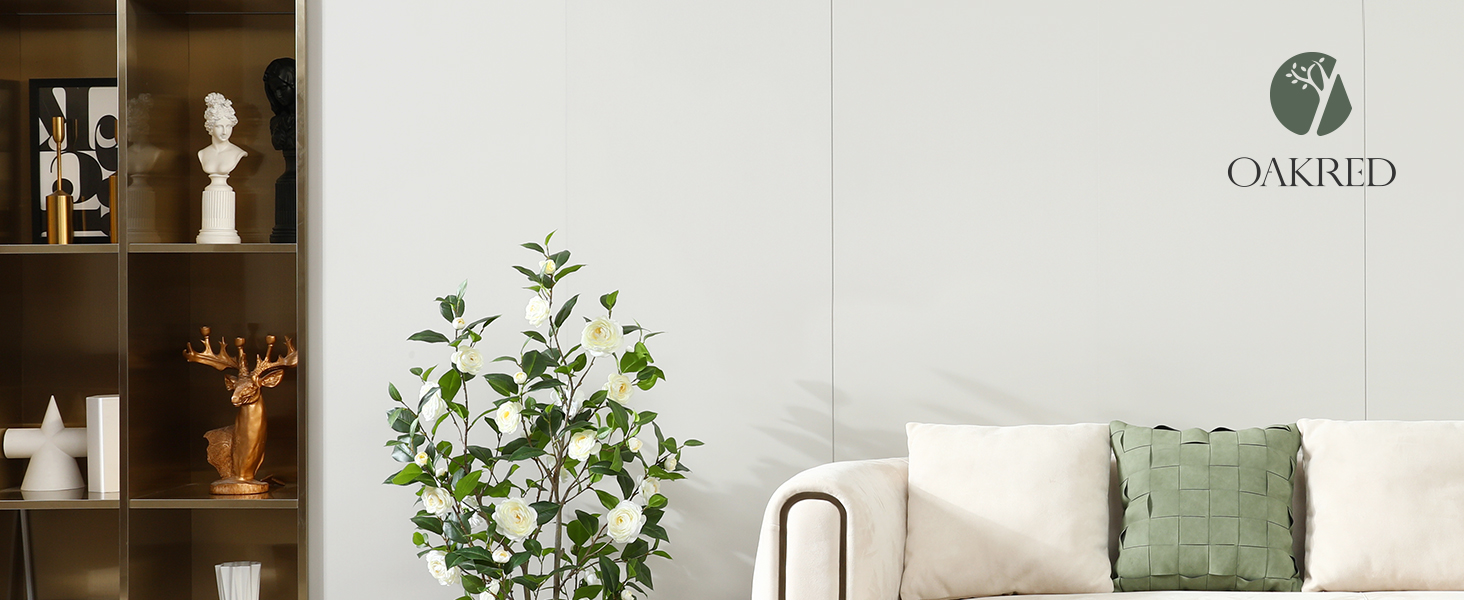 OAKRED Artificial Camellia Tree, 3.8FT Faux Plant with