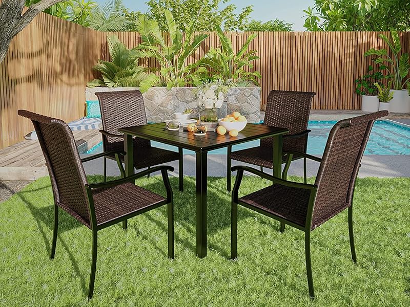 VICLLAX 5 Piece Patio Table and Chair Set for 4, Outdoor