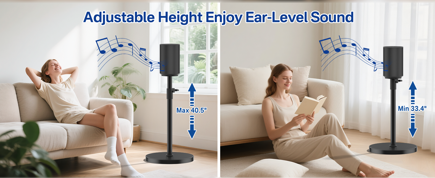 Adiustable Height Eniov Ear-Level Sound