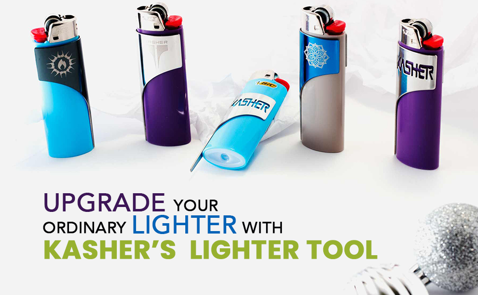 KASHER BIC LIGHTER TOOL metal lighter accessory made to fit snugly on a Bic lighter