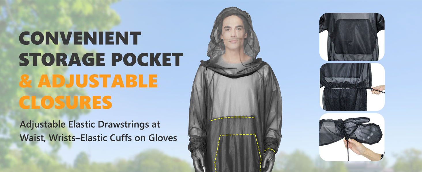 CONVENIENT STORAGE POCKET & ADJUSTABLE CLOSURES