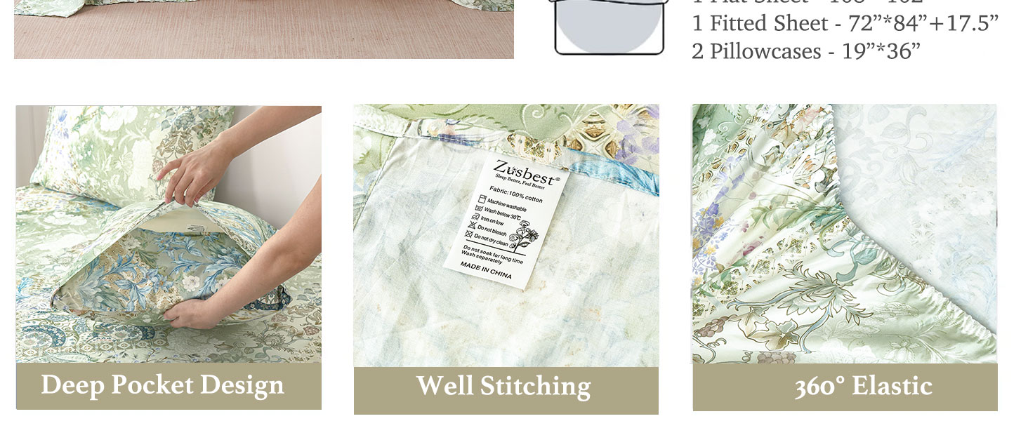 breathable cotton sateen vintage style sheets luxury 600 thread count retro printed sheet set