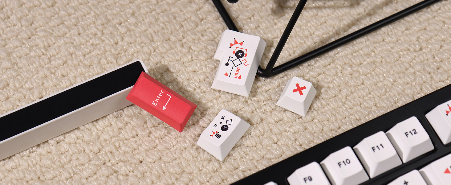 Hunfuthr KeyGenius PBT Keycaps, Minimalist White 75