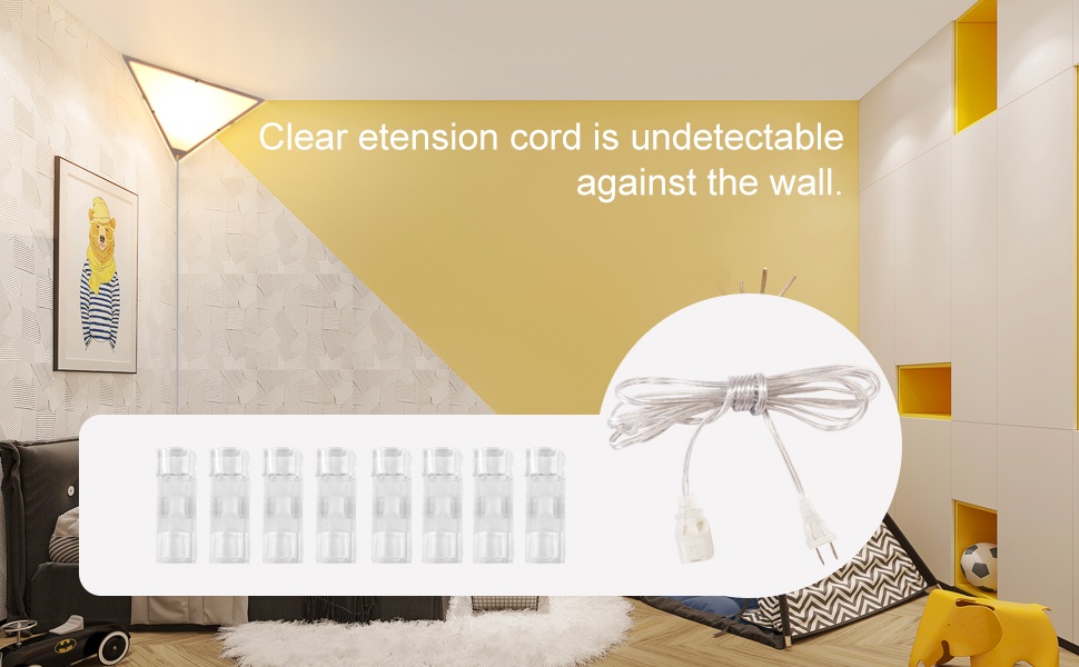 Zlierop 2 Pack Clear Extension Cord, Male to Female Power