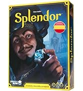 El texto dice «Esplendor». Caja de juego de mesa que muestra una figura que sostiene una gema azul sobre un fondo oscuro de paisaje urbano. Icono de la bandera polaca visible.