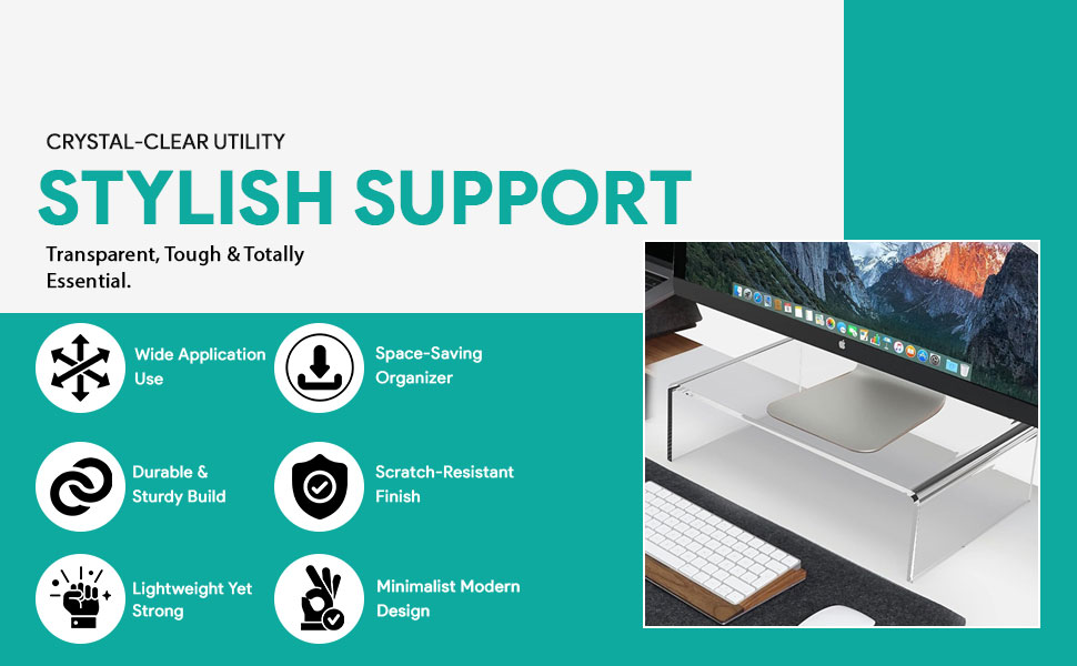 SPN-JGSP Acrylic Transparent Computer Monitor Riser Stand