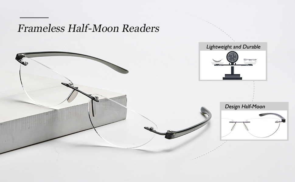 Eyekepper 4pack Rimless Reading Glasses Women Men Half