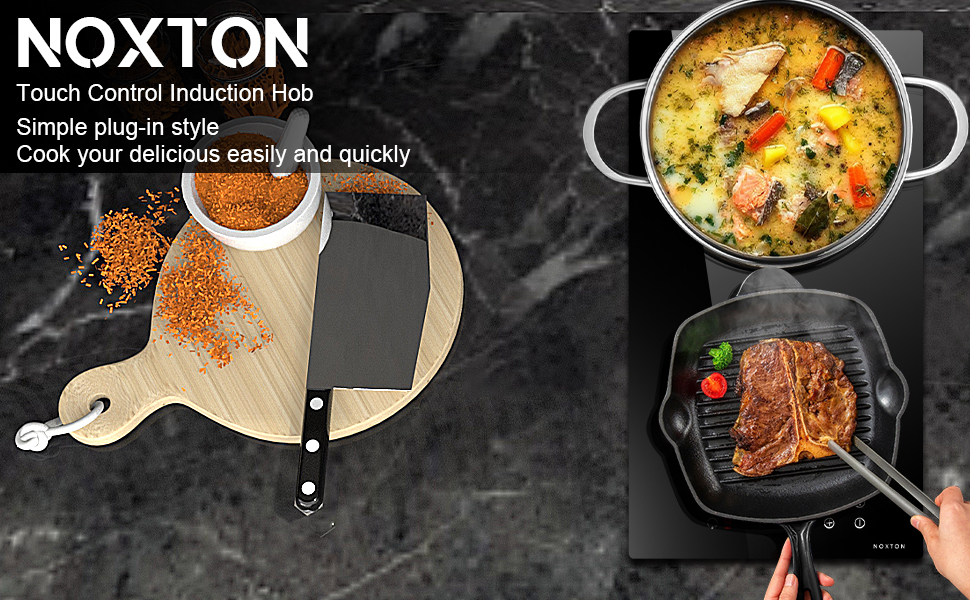Noxton Induction Hob 2 Zone Double Electric Induction Cooker Black