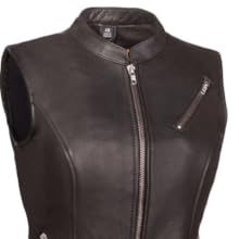 center zipper of womens leather vest