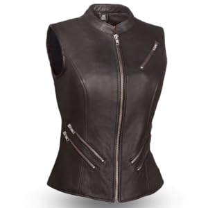 center zipper of womens leather vest