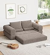 LIKIMIO Convertible Sleeper Sofa Bed Floor Sofa 3-in-1 No Assembly, Foldable Mattress with Cordur...