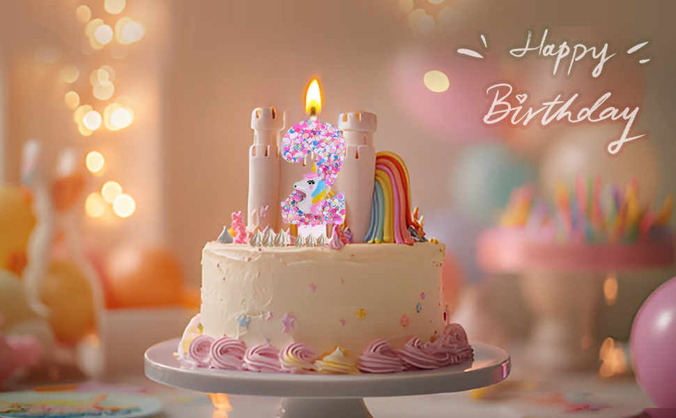 Unicorn Number Birthday Candles