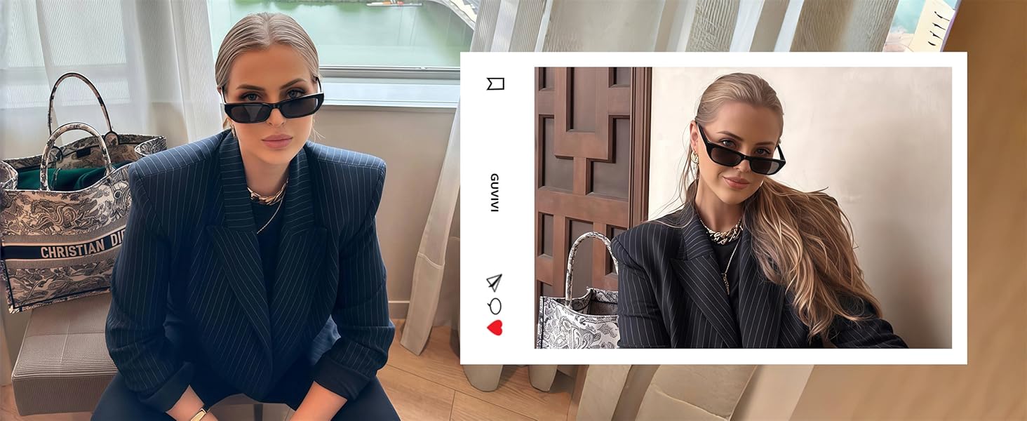 Retro Rectangular Sunglasses for Women Men