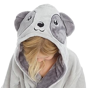 metzuyan.ltd girls boys unisex dressing gown animals hood plush fleece robe loungewear nightwear UK