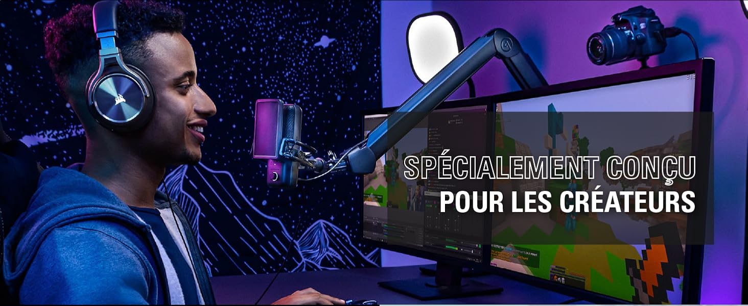 bouton mute; muet; cardioïde; support pour bureau; molette de contrôle; lissage