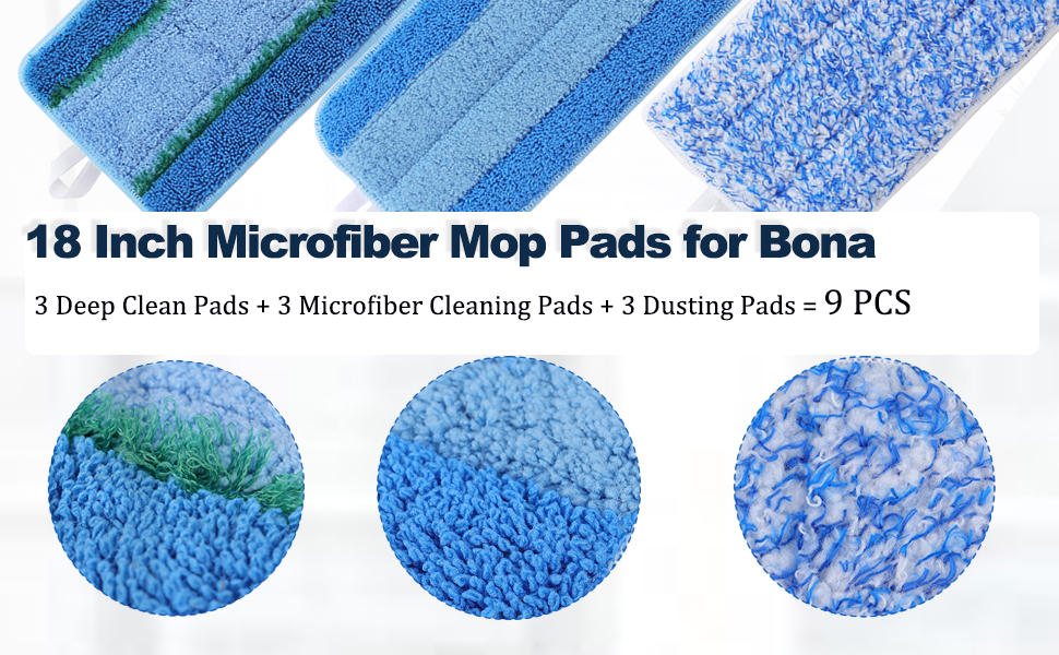 GreeSuit Microfiber Cleaning Mop Pads for Bona 18 Inch Replacement