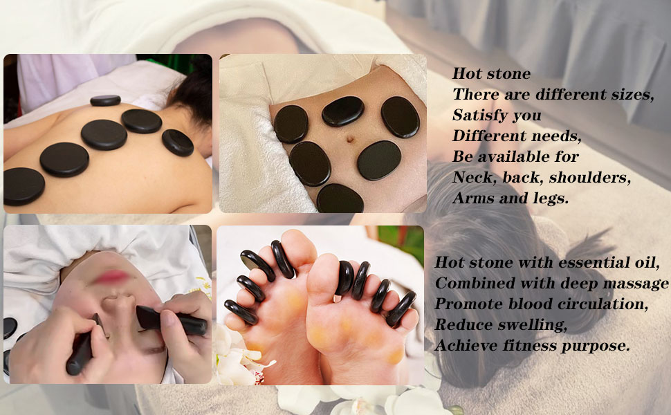 MINGJISHIYE Hot Stones for Massage, Basalt Massage Stone Warmer,18Pcs Hot Stone