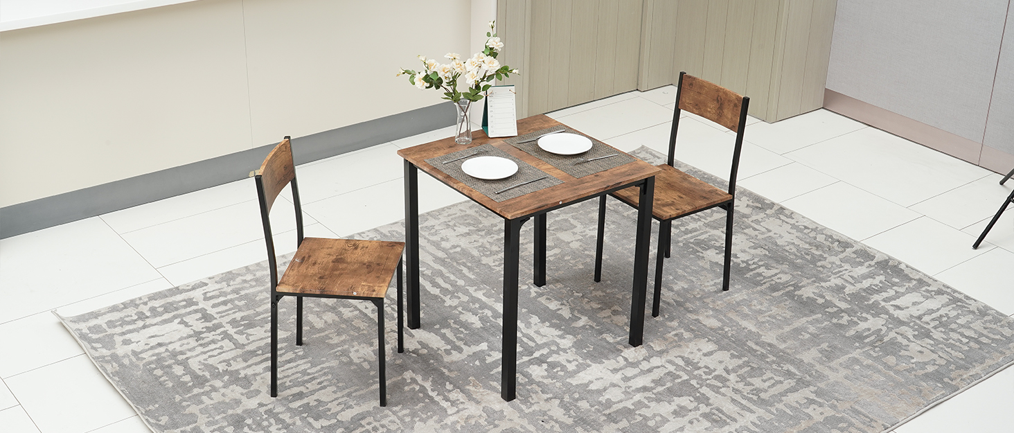 PULUOMIS Dining Table and 2 Chairs with Bench, Breakfast Dining Table