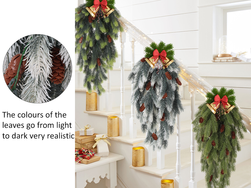 Christmas Teardrop Swags for Decorating Greenery Pine Swag with Cone Winter Door Swag Door Swag