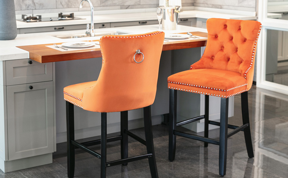 DKLGG Upholstered Counter Height Bar Stools Set of 2