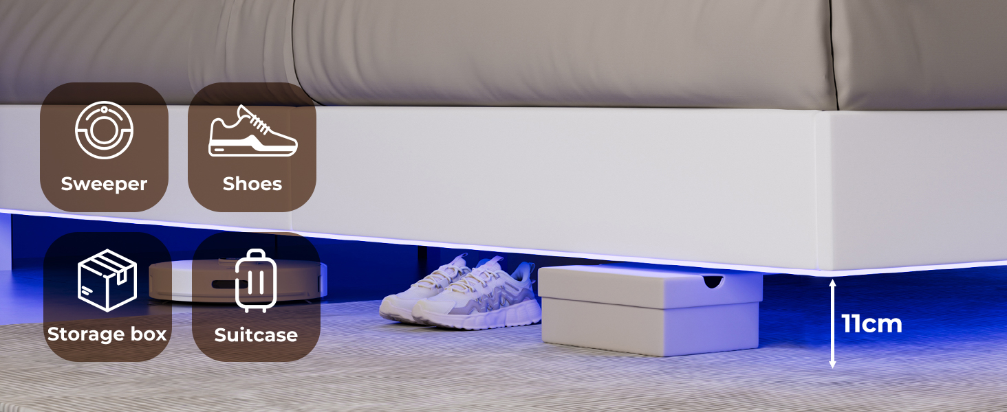 Levede Floating Bed Frame with Headboard,Mattress Foundation with Steel