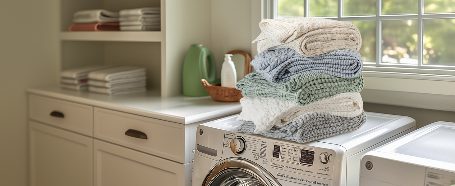 DELIGHT HOME Cotton Waffle Weave Blanket Twin Size for Bed