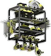 MOOMSINE 4 Layer Power Tool Organizer Wall Mount, Battery Tools Holder with Charging Station Shel...