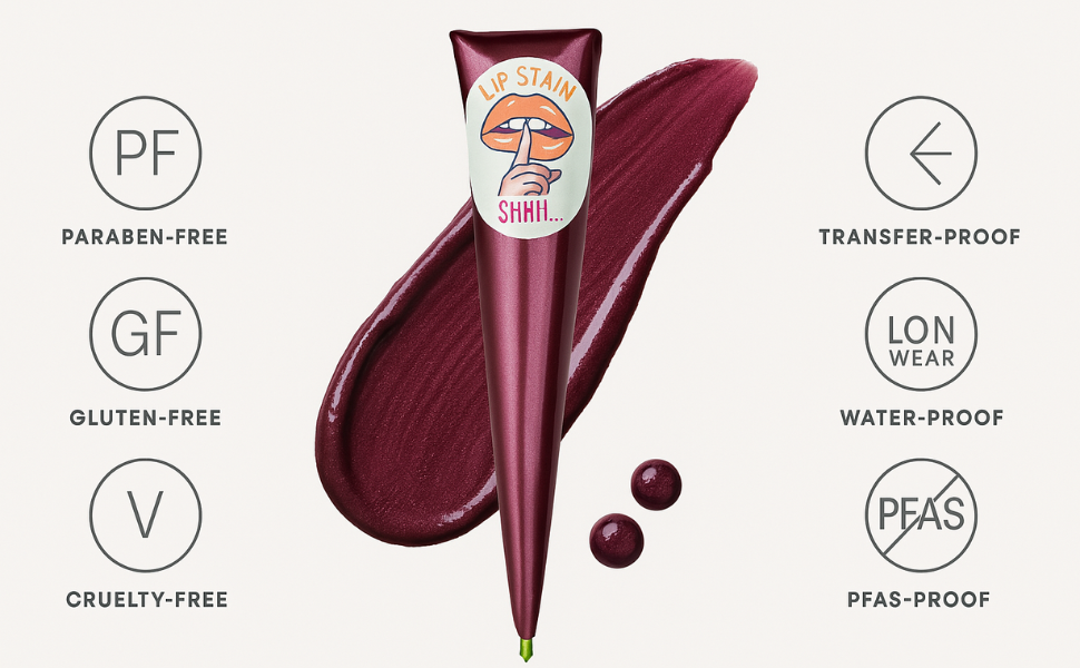 Transfer proof , water proof , gluten free , paraben free lio stain cone