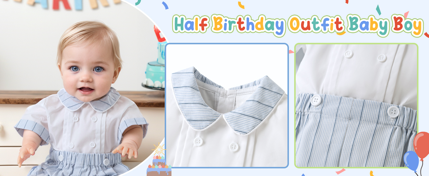 Baby Boy Summer Clothes Easter Outfit  Button Down Shirt Tops and Green Stripe Shorts Clothing Sets