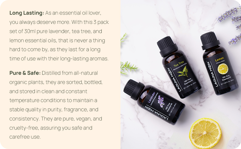 Lemon, Tee Tree and Lavender Essential Oil Bundle