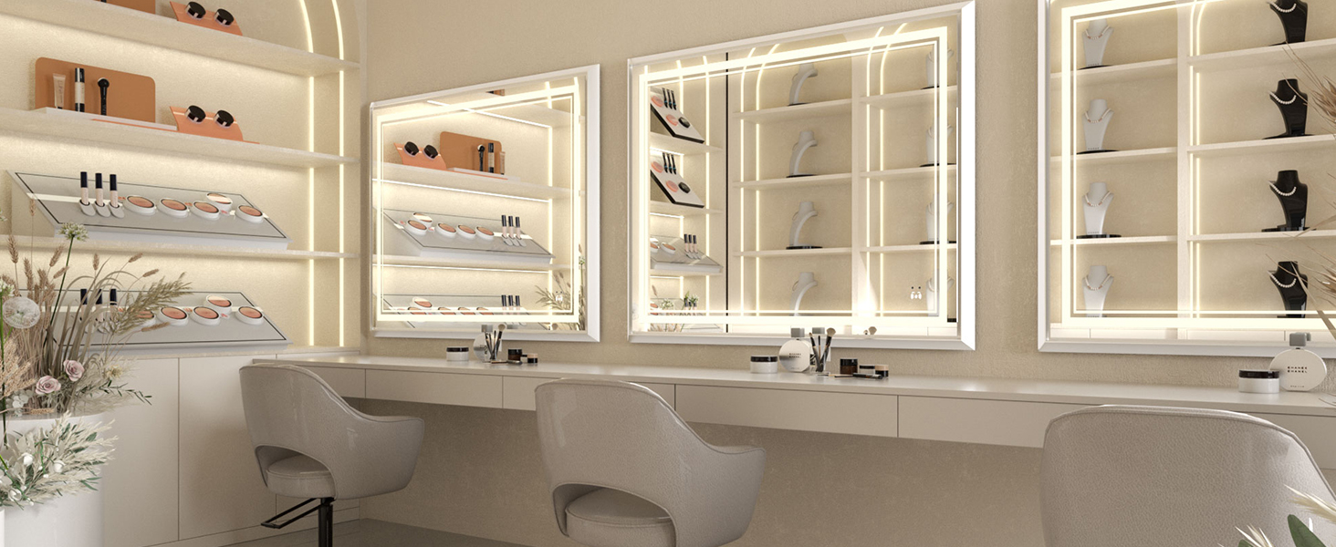 Wansi Shine LED Mirror for Bathroom 40 x 32 Inch Black