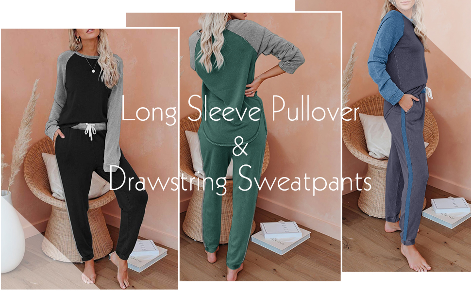Ekouaer Women's Sweatsuits Sets Long Sleeve 2 Piece Outfits Set Soft