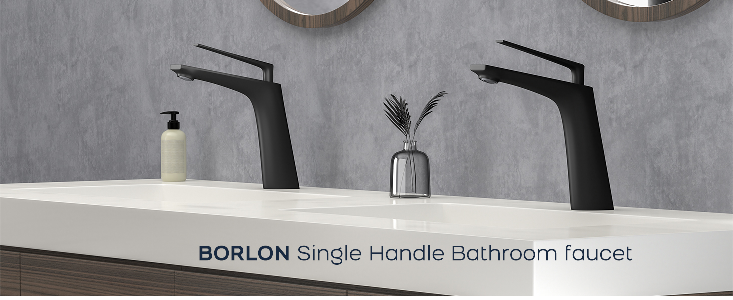 Borlon Bathroom Faucet, Single Hole, Matte Black Artistic Modern Vanity