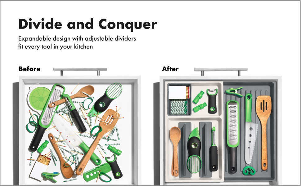 OXO Good Grips Large Expandable Kitchen Tool Drawer Organizer, White