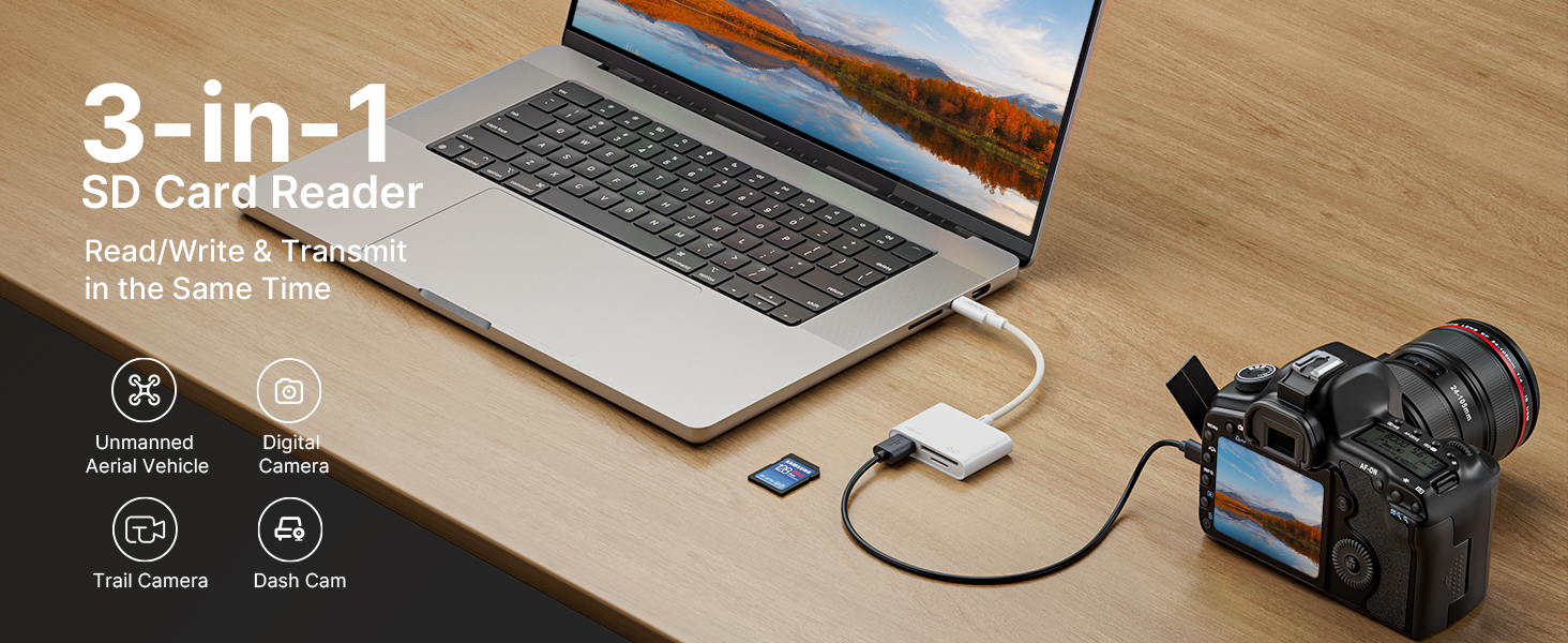 USB C SD Card Reader with USB 3.0 Port | JSAUX 3-in-1 USB C to Micro SD ...