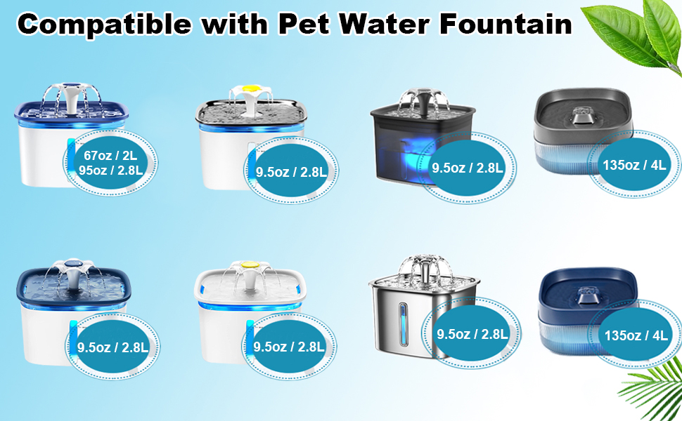 12Pack Cat Water Fountain Filter For Veken 67oz/2L, 95oz/2