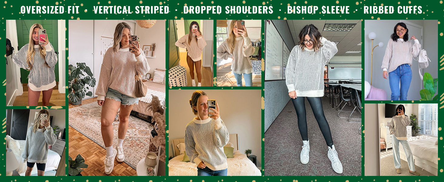 womens striped sweater pullover sweater