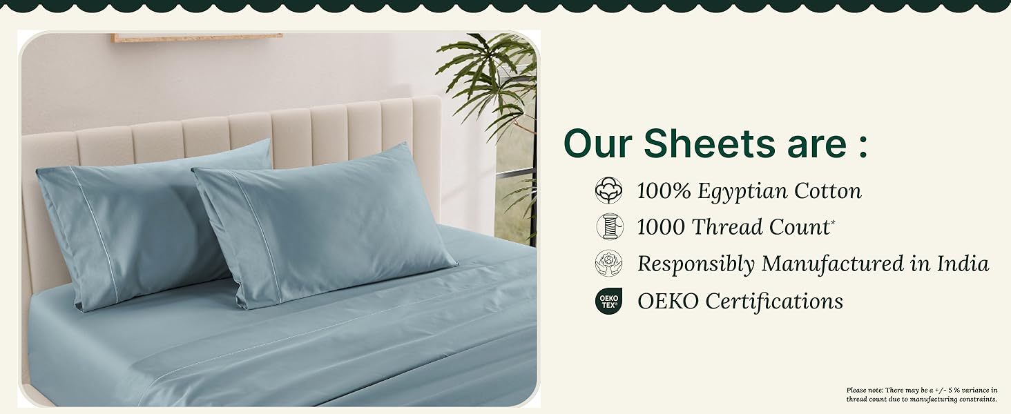 best egyptian cotton bed sheets set king 1000 TC thread 5-Star hotel luxury Extra deep pocket cal 